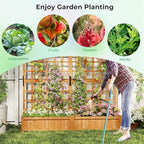 Giantex Large Raised Garden Bed with Trellis & Roof, 72" Wooden Garden Bed, High Trellis for Plant Flower Climbing Pot Hanging, Indoor & Outdoor Planter Box for Yard, Garden, Balcony