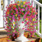 8 PCS Fake Artificial Hanging Flowers for Outdoors Decoration, Faux UV Resistant Artificial Outdoor Flowers, Fake Plants Look Real Daisy No Fade Spring Decor for Porch Home Patio Balcony and Yard