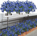 21 Bundles Artificial Outdoor UV Resistant Flowers No Fade Fake Outside Flowers Plastic Greenery Faux Shrubs Garden Porch Window Box Home Decoration(Blue)