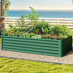 DWVO 2pcs 6 x 3 x1.5 FT Raised Garden Bed Kit, Outdoor Galvanized Flower Bed with Gloves, Large Metal Planter Box for Vegetables, Flowers, Herbs, Fruits, Green