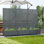 Casaphoria Metal Raised Garden Bed with Trellis and Wheels, 72"x35"x16" Planter Box for Climbing Plants, Vegetables & Vines, Features Drainage Holes and Privacy Screen, Drakgrey-Louvered