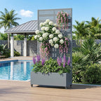 Casaphoria Metal Raised Garden Bed with Trellis and Wheels, 72"x35"x16" Planter Box for Climbing Plants, Vegetables & Vines, Features Drainage Holes and Privacy Screen, Grey-Harold