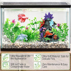 MyLifeUNIT Fish Tank Decorations, 7 Pieces Aquarium Plants Set with Coral Reef Decoration Mountain Cave Ornament for Betta, Goldfish, Shrimp to Breed, Play and Rest (Green)