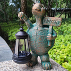 Turtle Garden Statue Outdoor Décor with Solar Lights Lantern,Turtle Solar Light Figurines Outside Decorations for Yard，Lawn ,Patio, Balcony, Unique Housewarming Gifts