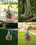 iStatue Solar Elephant Figurine with Succulent Plant Pot - 11'' Hand-Painted Lifelike Resin Lawn Ornaments Statue for Yard Art Garden Decor Gifts (Elephant)