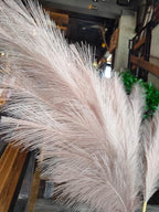 Premium Faux Khaki Pampas Grass – 43.3" Tall Fluffy Earth-Toned Decor, 8pcs 18-Branch One-Piece Stems No Assembly, Luxury Silk Feather Flowers for Boho Military Green Decor,Olive Beige 8 Stems110cm