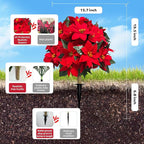 2 Pack 24.5-Inch Artificial Poinsettia Flowers with Ground Spike, Christmas Topiary Balls Trees, Faux Poinsettias Bush,Fake Poinsettia UV Realistic for Outdoor Porch Home Patio Christmas Decor