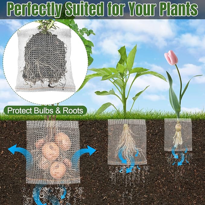 8 PCS 5 Gallon Root Guard Gopher Proof Wire Baskets, Stainless Steel Gophers Moles Voles Proof Mesh Baskets, Underground Cages for Protecting Plant Roots, Trees, Flowers, Crops, Tubers