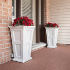 Mayne Fairfield 28-Inch Tall Planter, 2-Pack – Self-Watering, Weather-Resistant Planter for Flowers – Durable Outdoor Design for Patio, Porch, or Entryway