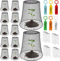 Cyrico 12 Pcs Plant Protectors from Animals, Chicken Wire Cloche Kit with Stakes and Labels, Metal Mesh Garden Cloches Keeps Out Rabbits, Squirrels and Birds for Seedlings Vegetables Flowers Outdoor