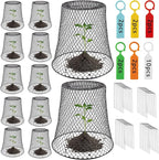 Cyrico 12 Pcs Plant Protectors from Animals, Chicken Wire Cloche Kit with Stakes and Labels, Metal Mesh Garden Cloches Keeps Out Rabbits, Squirrels and Birds for Seedlings Vegetables Flowers Outdoor