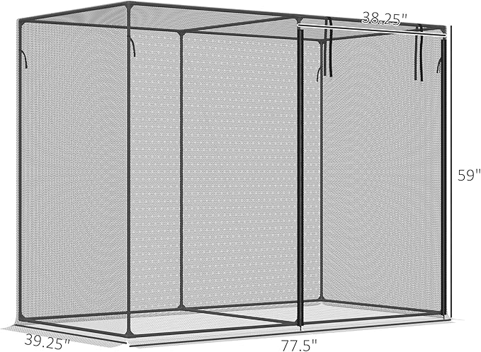 Outsunny 6' x 3' x 5' Crop Cage, Plant Protection Tent with Zippered Doors for Vegetable Garden, Backyard, Black