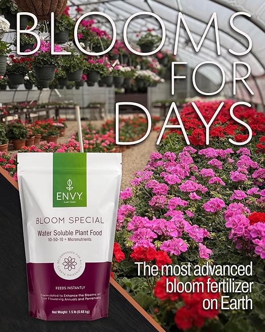 ENVY Bloom Special Plant Fertilizer for Flowering Plants, 0.5 Pound - Makes 50 Gallons, for Indoor and Outdoor Plants, Pet Safe, Water Soluble, Made in USA