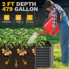 DWVO 6 x 3 x 2 FT Raised Garden Bed Kit, Outdoor Galvanized Flower Bed with Gloves, Large Metal Planter Box for Vegetables, Flowers, Herbs, Fruits, Black