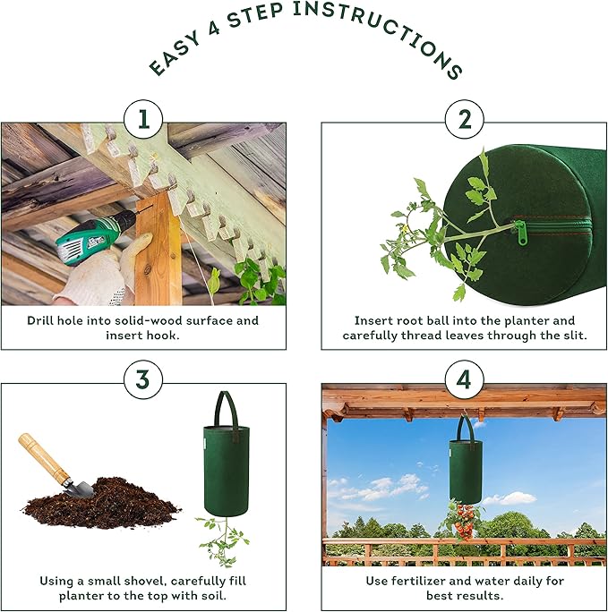 Pri Gardens Upside Down Tomato Planter, 2- Pack(Requires Plants,Soil and Fertilizer, not Included)