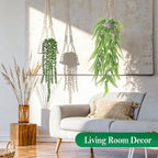 Der Rose 8Pcs Fake Plants Hanging Artificial Ivy Vine Faux Eucalyptus Hanging Plants for Home Boho Wall Shelf Indoor Outdoor Decor (White Pots)