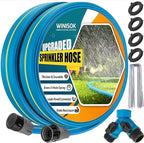 Upgrade Flat Sprinkler & Soaker Hose for Garden, Heavy Duty 3-Tube Lawn Irrigation Hose with Landscape Stakes and Y-Splitter, No-Kink Flexible Watering Hose for Yard, Plants (15ft x 2packs)