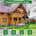 Bird Feeder Pole for Outdoors Heavy Duty Squirrel Proof, 2 Pack 108 Inch Adjustable Tall Shepherds Hooks for Outdoor with 7 Prongs Base, Double Shepherd Hooks (2 Pack Black, 108 Inch)