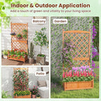 Giantex Raised Garden Bed with Trellis, 60" Wooden Planter Container with Drainage Holes, High Trellis for Plant Flower Climbing Pot Hanging, Indoor & Outdoor Planter Box for Yard Garden Balcony