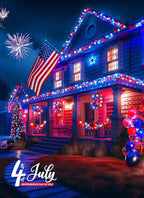 Minetom Red White Blue Lights, 2Pack Total 200 LED 80FT 4th of July Patriotic Lights 8 Modes, Waterproof Solar String Lights Outdoor,Solar String Lights for Outside Independence Day Memorial Day Decor