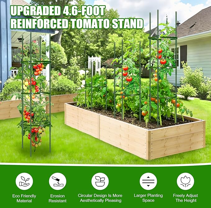 Garden Trellis, New Widened 3 Pack Tomato Cage For Garden, Up To 57'' Heavy-Duty Plant Support Tomato Trellis, Adjustable Height Tomato Stakes,Climbing Vines Flowers Stands Cucumber Trellis Plant Cage