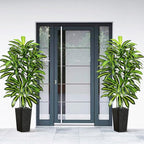 Artificial Dracaena Tree - 5FT Tall Fake Plants with Black Square Planter - Artificial Plants Indoor Floor Plant in Pot - Large Tropical Fake Yucca Potted Tree for Home Office Living Room Decor