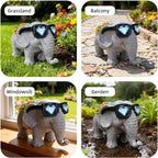 Solar Garden Outdoor Statues Elephant with Succulent and LED Lights –Outdoor Decor Ornament for Patio, Backyard, or Lawn – Gifts for Mom Grandma(9.06" D x 5.31" W x 5.71" H)