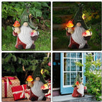 Gnome Solar Garden Statue with 3 LED Lights, Mushroom-Picking Gnome Statue Outdoor Decor for Patio, Yard, Balcony, Lawn Ornament, Gift for Mom, Grandma Mother's Day Christmas Day Decorations