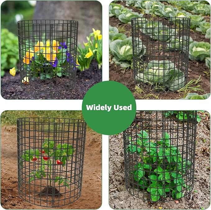 UNIFAMILY 12 Pcs Plant Protectors from Animals, 16x12IN Metal Plant Cage to Keep Animals Out, 4 Pack Garden Protector Cage from Deer, Garden Protection for Vegetables Chicken Wire Cage for Plants
