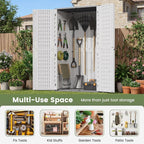 UDPATIO 67 Cu.Ft Resin Outdoor Storage Shed, Patio Plastic Vertical Sheds with Floor, Waterproof Bin Shed Horizontal Storage Cabinet for Patio, Backyards, Garden, Pool, Tool Shed
