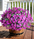 Bougainvillea Artificial Flowers for Outdoors Summer Decor, 4 Bundles Realistic Bougainvillea Fake Silk Outside Flowers UV Resistant Faux Plants for Outdoor Planters Porch Patio Window Garden, Fuchsia