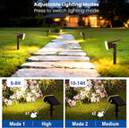 Solar Lights Outdoor Waterproof IP65, Super Bright LED, 3000K 2 Lighting Modes, Solar Powered Yard Garden Solar Spot Lights for Outside Landscape Auto On/Off -2 Pack