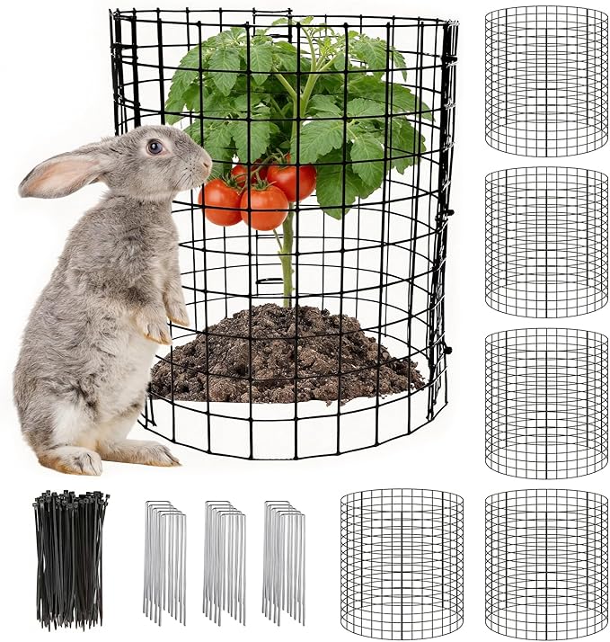 5 Pack Plant Protector from Animals, 12x12 Inches Wire Plant Protector, Plant Cages to Keep Rabbits Out