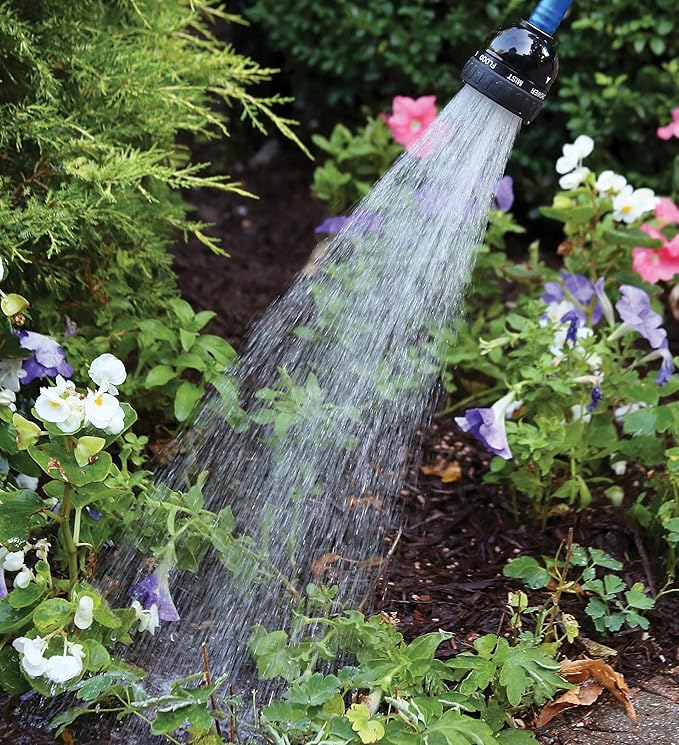 Dramm Rain Select Spray Head Only with Quick Click 9 Pattern Adjustable Choices, for Watering Seedlings to Flowers, Vegetables, Plants, Shrubs, Black