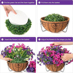 Artificial Fake Hanging Flowers Plants Baskets for Outdoors Spring Summer Decoration, UV Resistant Faux Silk Morning Glory in Planter Realistic for Outside Porch Patio Balcony Garden Yard Home Decor