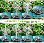 SZMP Solar Fountain, Works in Cloudy with 2000mAh Battery Backup, Glass Solar Powered Bird Bath Fountain with Smart Status Indicators, 3.5W, 8 Nozzles, for Garden, Outdoor (White)