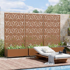 Casaphoria Metal Raised Garden Bed with Trellis and Wheels, 72"x35"x16" Planter Box for Climbing Plants, Vegetables & Vines, Features Drainage Holes and Privacy Screen, Brown-Star