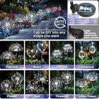 Anordsem Solar Garden Lights Outdoor: Bendable Copper Wire with 120 LED Firework Beads - Waterproof 2 White Lighting Modes for Yard Patio Path - Gardening Gifts for Homeowner Gardener