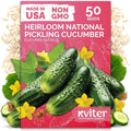 KVITER 50 National Pickling Cucumber Seeds for Planting (Cucumis sativus) - Heirloom Pickling Cucumbers Seed Packets, Non GMO Cucumber Organic - Vegetable Seeds for Home Garden & Containers