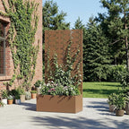 Casaphoria Metal Raised Garden Bed with Trellis, 59"x30"x12" Planter Box for Climbing Plants, Vegetables & Vines, Features Drainage Holes and Privacy Screen, Brown-Brick