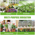 200FT 360° Adjustable Drip Irrigation Kit System for Garden Sprinklers for Yard Garden Watering System with 32 Nozzles Raised Bed Greenhouse Plant Watering Devices Misting System