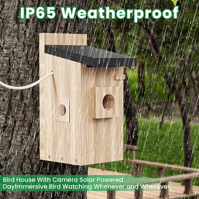 Bird Houses Camera, 5mp Solar Bird House with Camera, 2.4g WiFi Live View, Night Vision, Real-Time Bird Watching & Hatching, Outdoor Garden Bird Nest, Ideal Gift for Bird Lovers