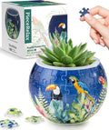 PieceRelax 3D Puzzle Planter 80 Pieces - Flower Pot - Bird of Paradise, for Mom, Home Decor Flower Pots for Indoor Cactus, Succulents Pots [K1106]