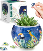 PieceRelax 3D Puzzle Planter 80 Pieces - Flower Pot - Bird of Paradise, for Mom, Home Decor Flower Pots for Indoor Cactus, Succulents Pots [K1106]