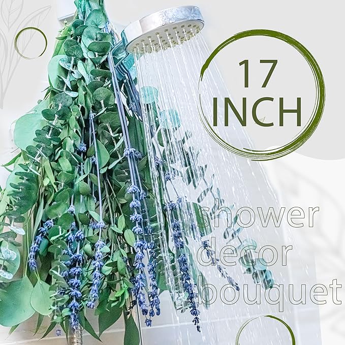 5 Kinds Eucalyptus & Lavender Stems - 17" Natural Fresh Hanging Real Leaves Shower & Home Decor Aromatic Plant (1 Pack Set - 17 inch)