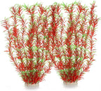 JIHAQUA Aquarium Decor Plastic Plants Extra Large 21 Inches Artificial Fish Tank Plants Tall Fish Tank Decorations (Wine 2pcs)