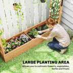 Outsunny Raised Garden Bed with Trellis, Wooden Planter Box with Hanging Roof and Drainage Holes, Outdoor Trellis Planter for Climbing Plants, Vegetables, Herbs and Flowers, 77.2" x 17.3" x 71.3"