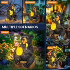 GIGALUMI Solar Garden Decor Cute Bear Statues Outdoor, Birthday Gifts for Mom Grandma Women, Retirement Housewarming Gifts Bear Figurine Lawn Ornament for Garden Yard Patio Balcony