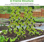 Foldable Cucumber Trellis 64" H x 20" W, A-Frame Garden Trellis for Raised Bed, Outdoor Climbing Plant Support with Twist Ties & Plant Bags for Climbing Plants Outdoor