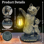Cat Garden Statue Outdoor Decor - Solar Cat Garden Statue,Cats Figurine Ornaments,Waterproof Outdoor Sculptures for Yard Lawn Backyard Patio Balcony Home Decorations,Unique Cats Gifts for Women